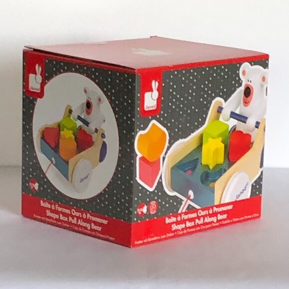 Janod Zigolos Pull Along Shape Box Bear Baby Toy 2 Game in 1 Brand New For12m + - Picture 6 of 7